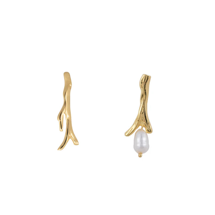 Coral Pearl Stud Earring E2427 Gold Plated