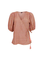 Afbeelding in Gallery-weergave laden, Luna Puff Sleeve Wrap Blouse 39175 Pink Diamond

