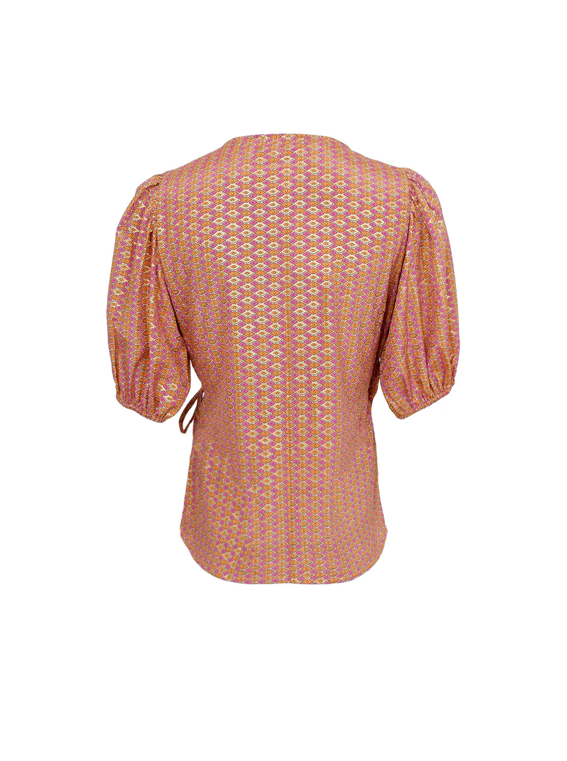 Luna Puff Sleeve Wrap Blouse 39175 Pink Diamond