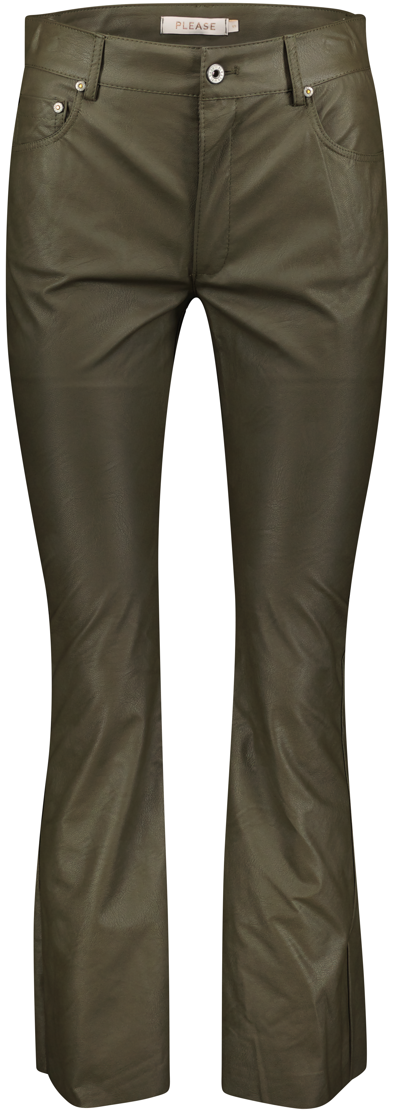 Cropped Flared Vegan Leather P0FK-HA4000 3815 Kaky