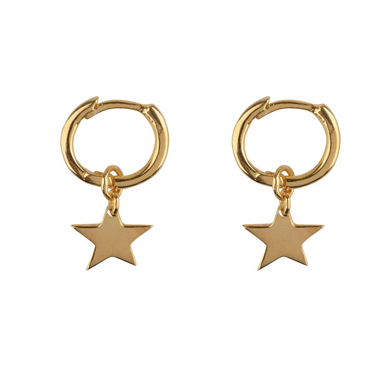 Small Hoop Star Earring E2128 Gold Plated