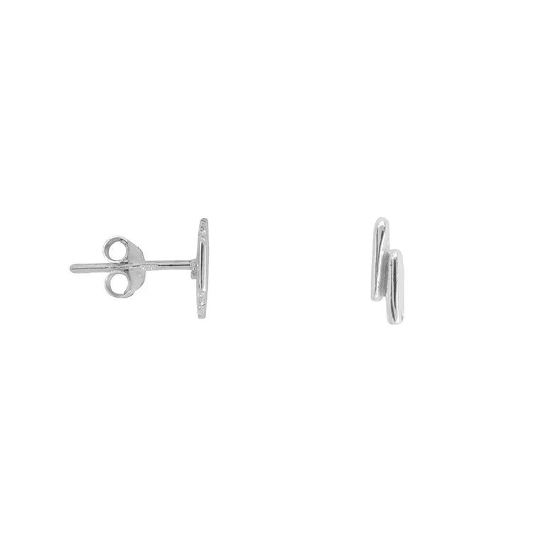 Two Stripes Stud Earring E2433 Silver