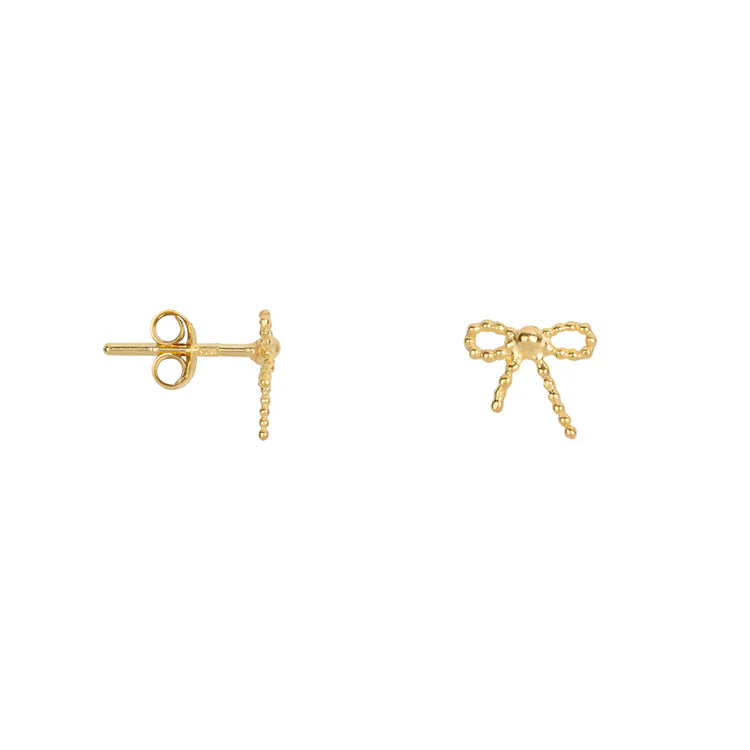 Mini Dotted Bow Stud Earring E2454 Gold Plated