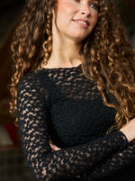 Afbeelding in Gallery-weergave laden, BCBlair LS Lace Blouse 41049 Black
