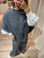 Afbeelding in Gallery-weergave laden, BCPella Stripe Poncho 1171 Navy/Grey
