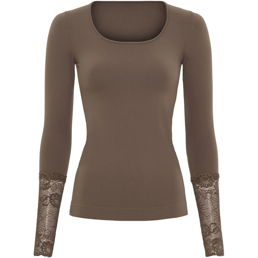 Mary Blouse Lace LS H5-604 Caffe