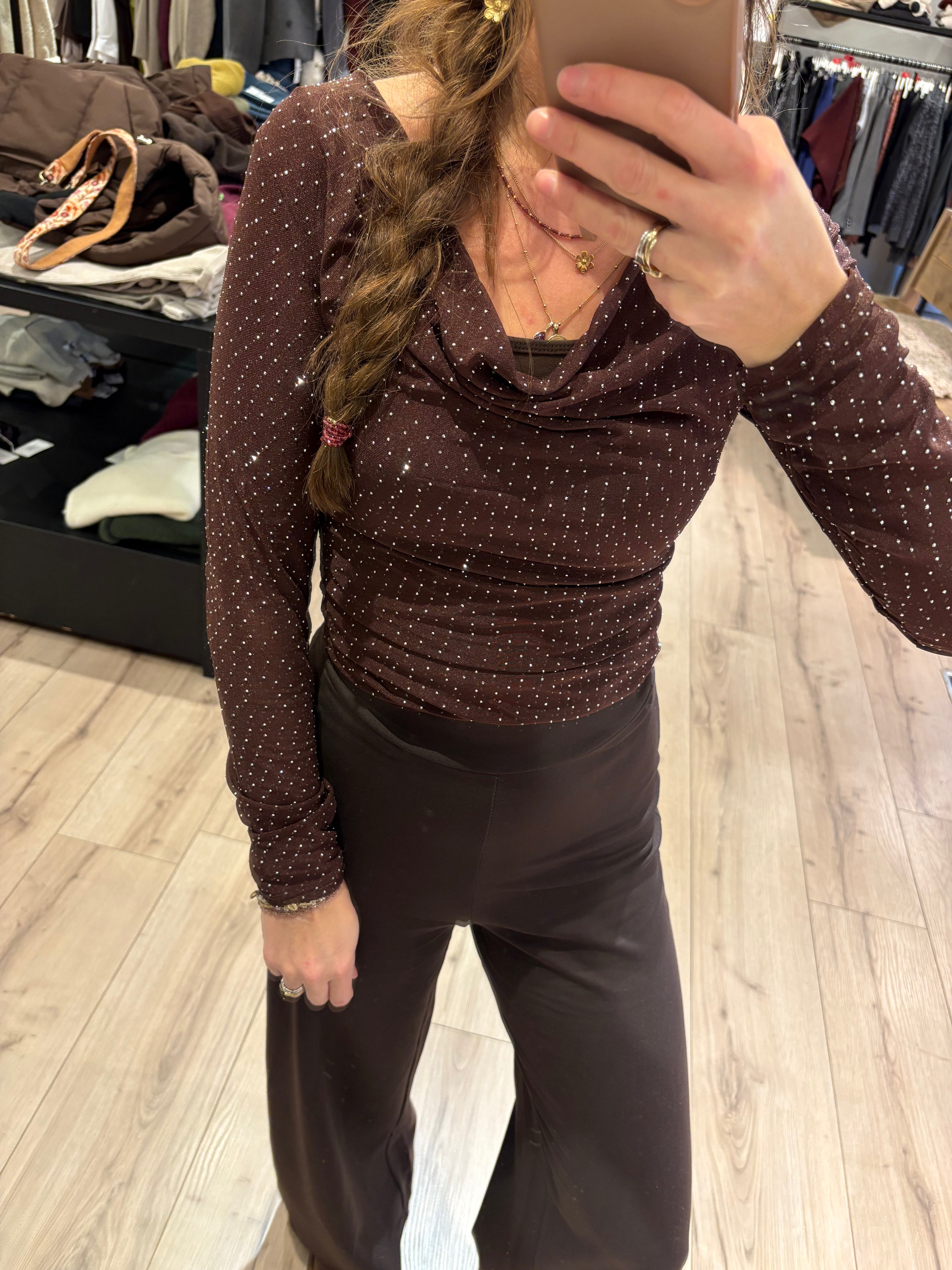 Glitter Top Sanny Brown