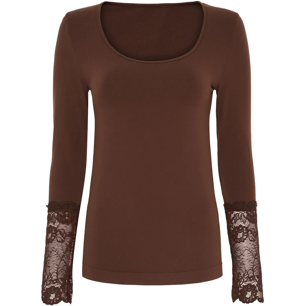 Mary Blouse Lace LS H5-604 Cioccolato