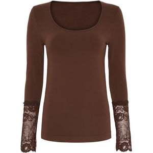 Mary Blouse Lace LS H5-604 Cioccolato