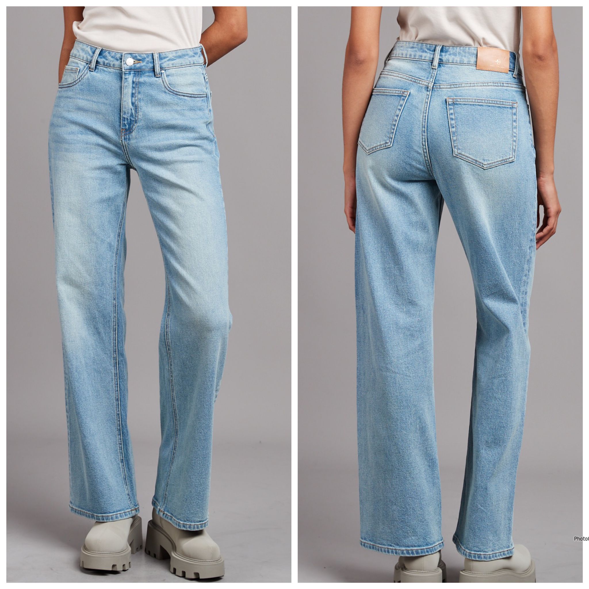 Jeans Wide Leg 21300-4 Washed Blue
