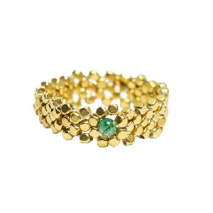 Ring Gold Weave RR Green Jade