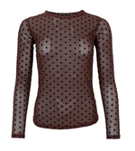 Afbeelding in Gallery-weergave laden, BCJennie Dotted Mesh Blouse 40611 Coffee
