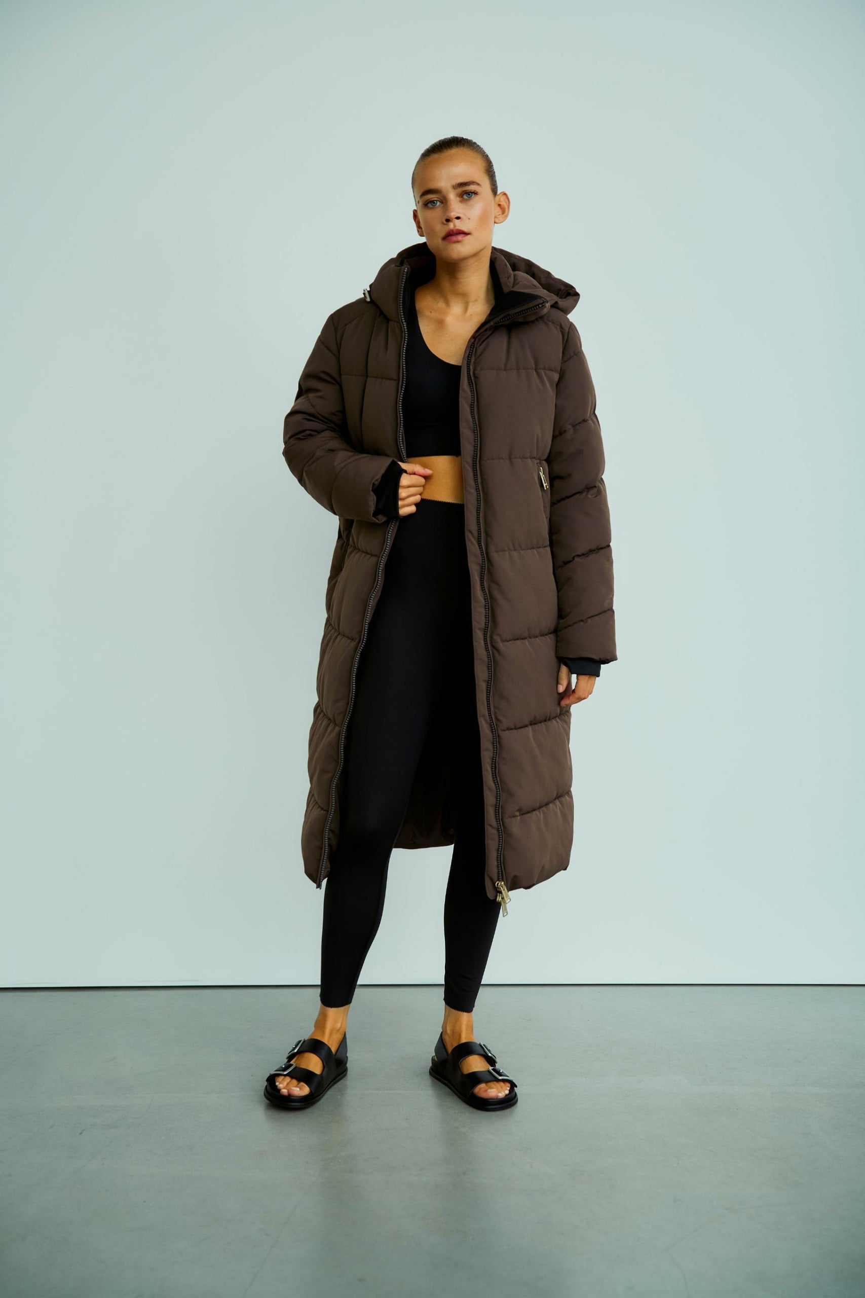 WBLGlorian Long Puffer Coat 1412 Blacken Brown
