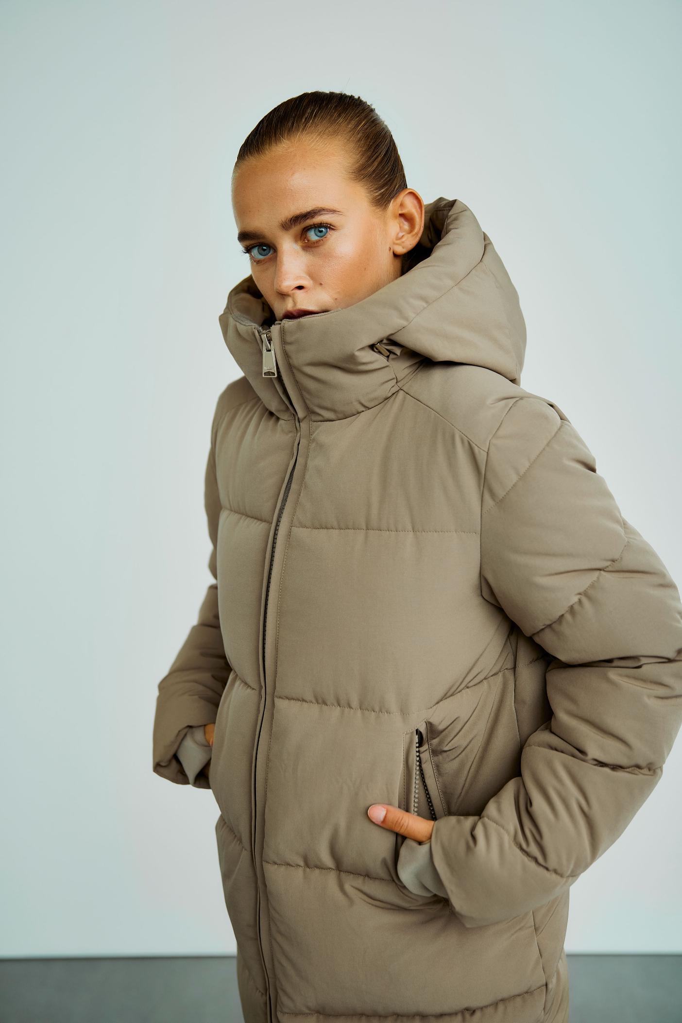 Glorian Long Puffer Coat 337 Lead Gray