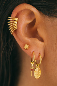 Hammered Star Stud Earring WTPS022YBGP0 Gold Plated
