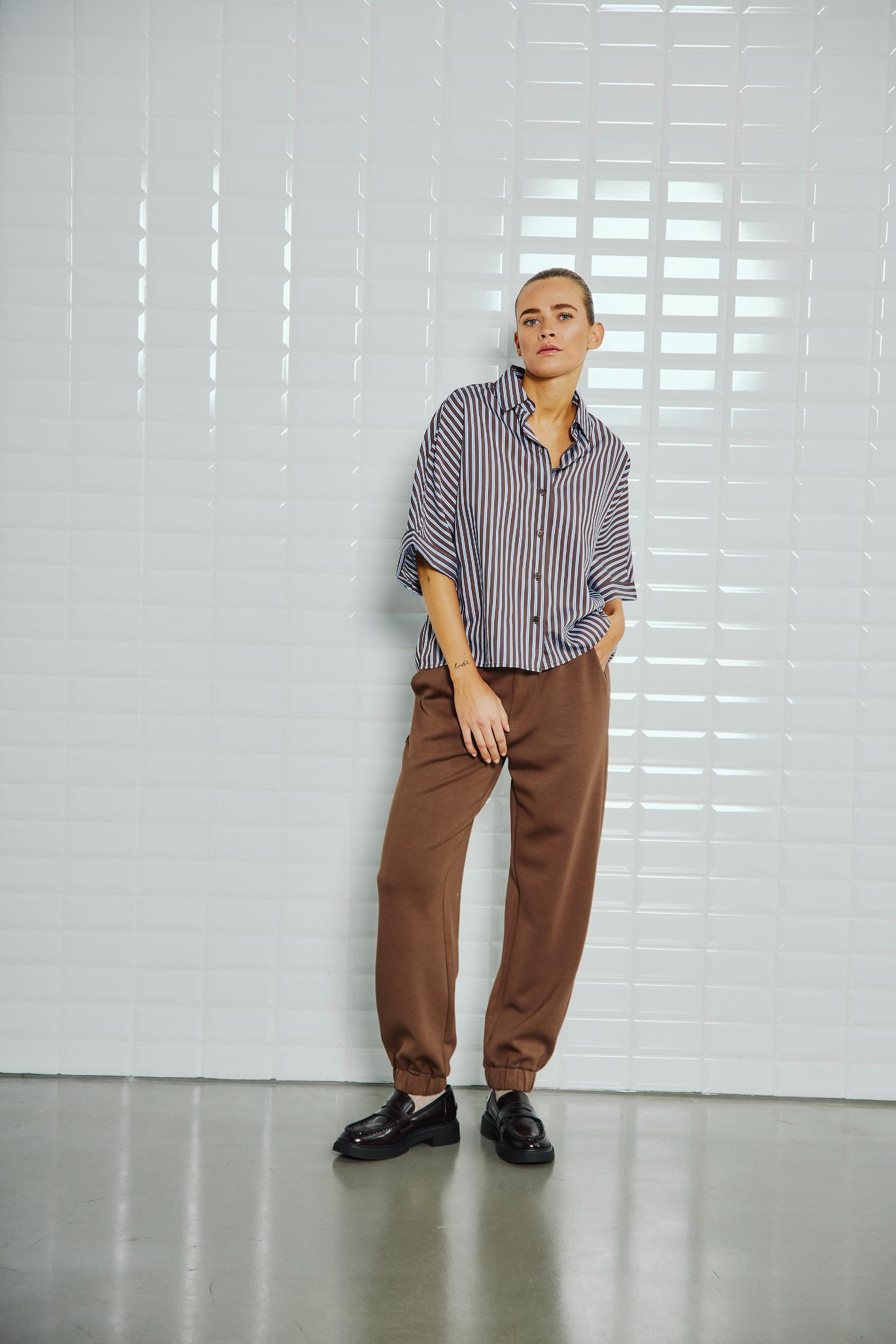 WBLHelen Batsleeve Shirt 1493 Brown Stripe