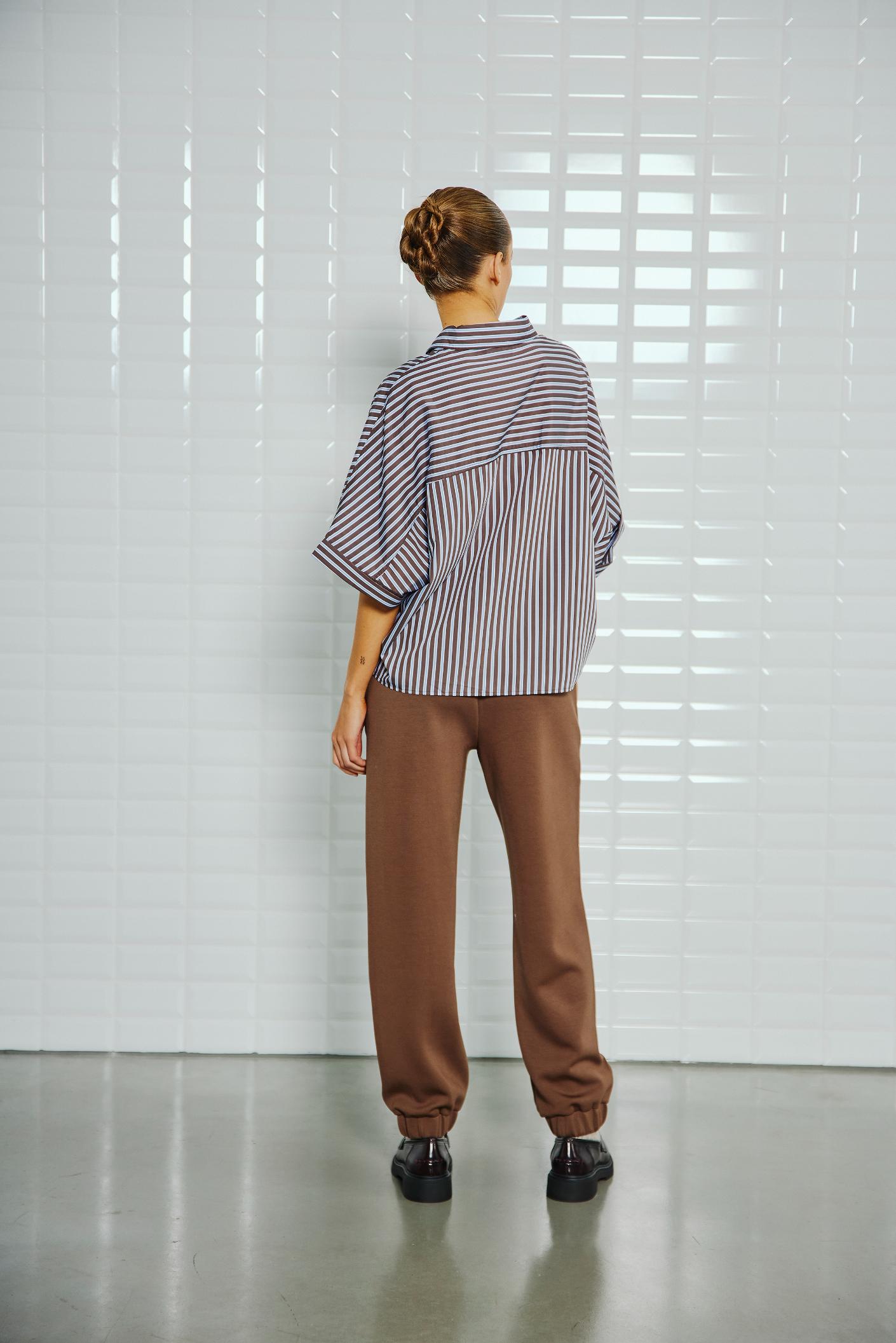 WBLHelen Batsleeve Shirt 1493 Brown Stripe