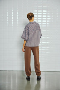 WBLHelen Batsleeve Shirt 1493 Brown Stripe