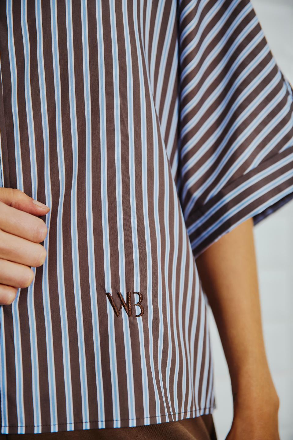WBLHelen Batsleeve Shirt 1493 Brown Stripe