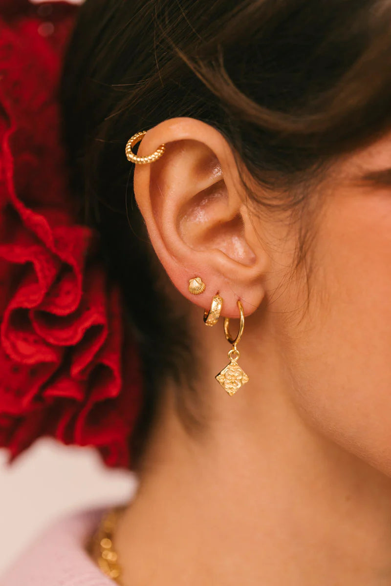Flora Tile Hoop Earring WTHP192YBGP0 Gold Plated