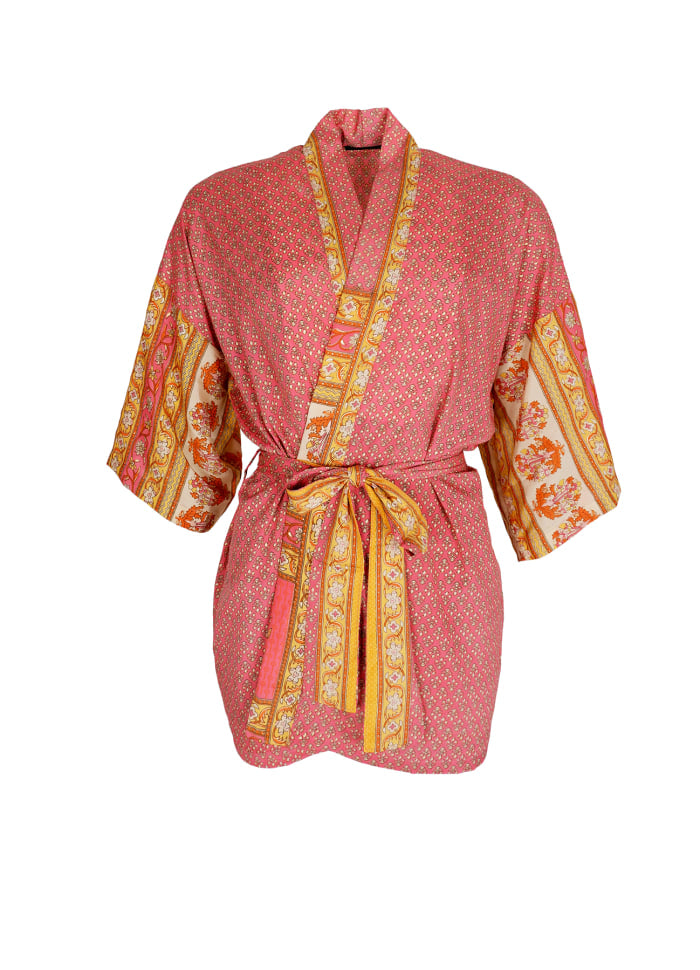 Luna Short Kimono 39149 Pink Yellow