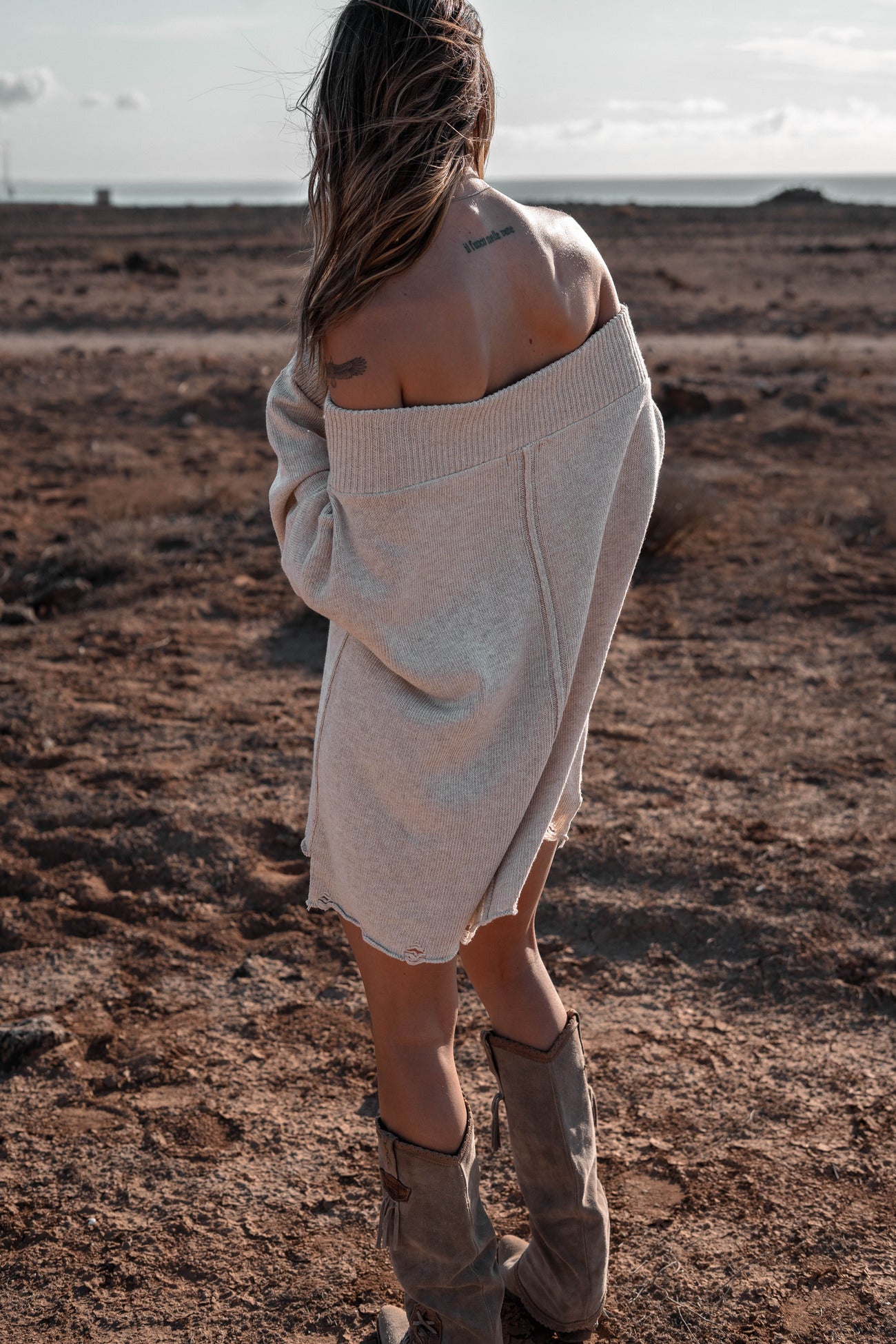 Lola Off Shoulder Sweater 22577 Light Beige