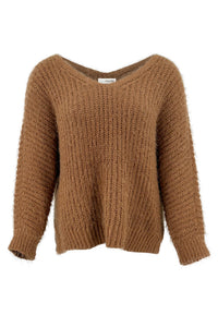 V-Neck Jumper Fluffy MFF00002 Brown