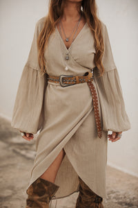 Nola Suede Metal Belt 80015 Soft Brown