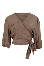 Afbeelding in Gallery-weergave laden, Alyssa Wrap Top MNO12510 Taupe
