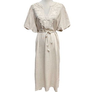 Dress Lino Embroidery AG1897 Beige