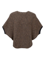 Afbeelding in Gallery-weergave laden, BCPella Stripe Poncho 1171 Latte/Dk Grey
