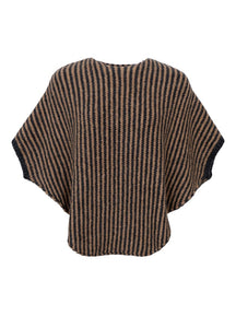 BCPella Stripe Poncho 1171 Latte/Dk Grey