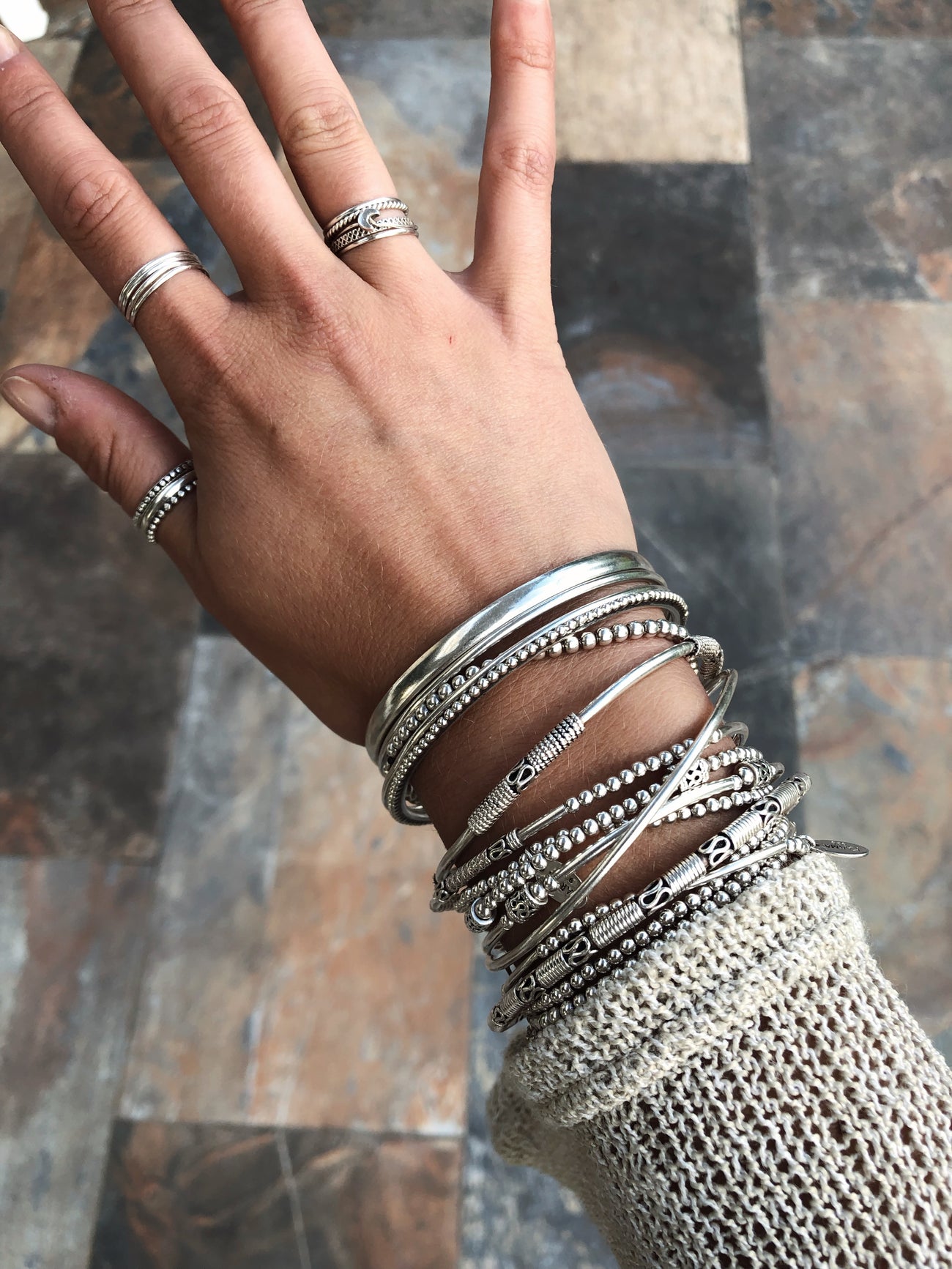 Stacked Bangles Silver