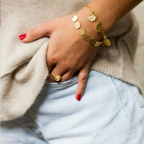 Ten Cent In A Row Bracelet B2059 Gold Plated