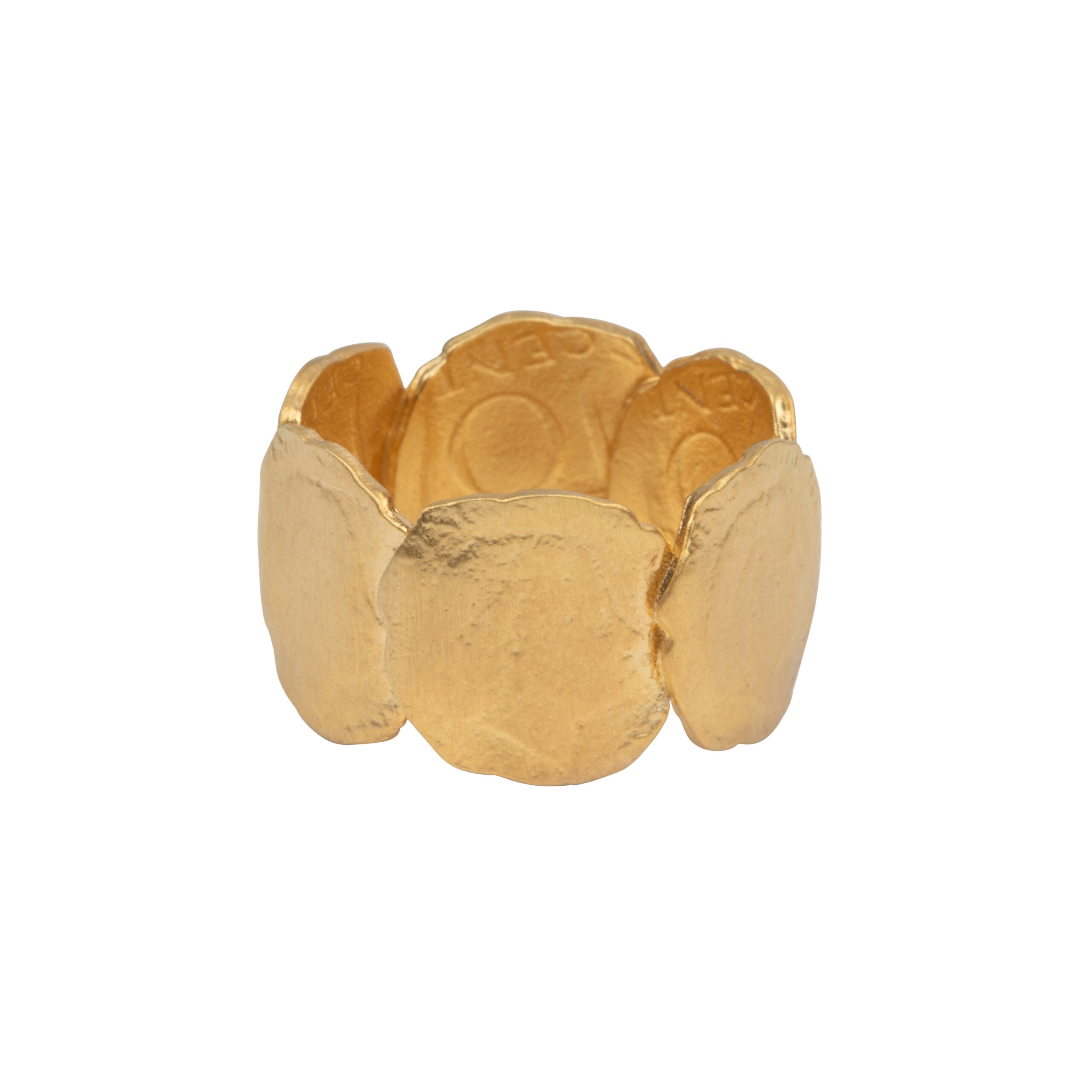 Ten Cent In A Row Ring R2253 Gold Plated